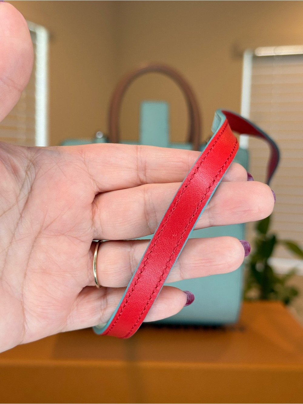 ๐น๐๐๐ Christian Louboutin Mint Green and Tan Leather handles with Red Inside tote - Picture 15 of 16
